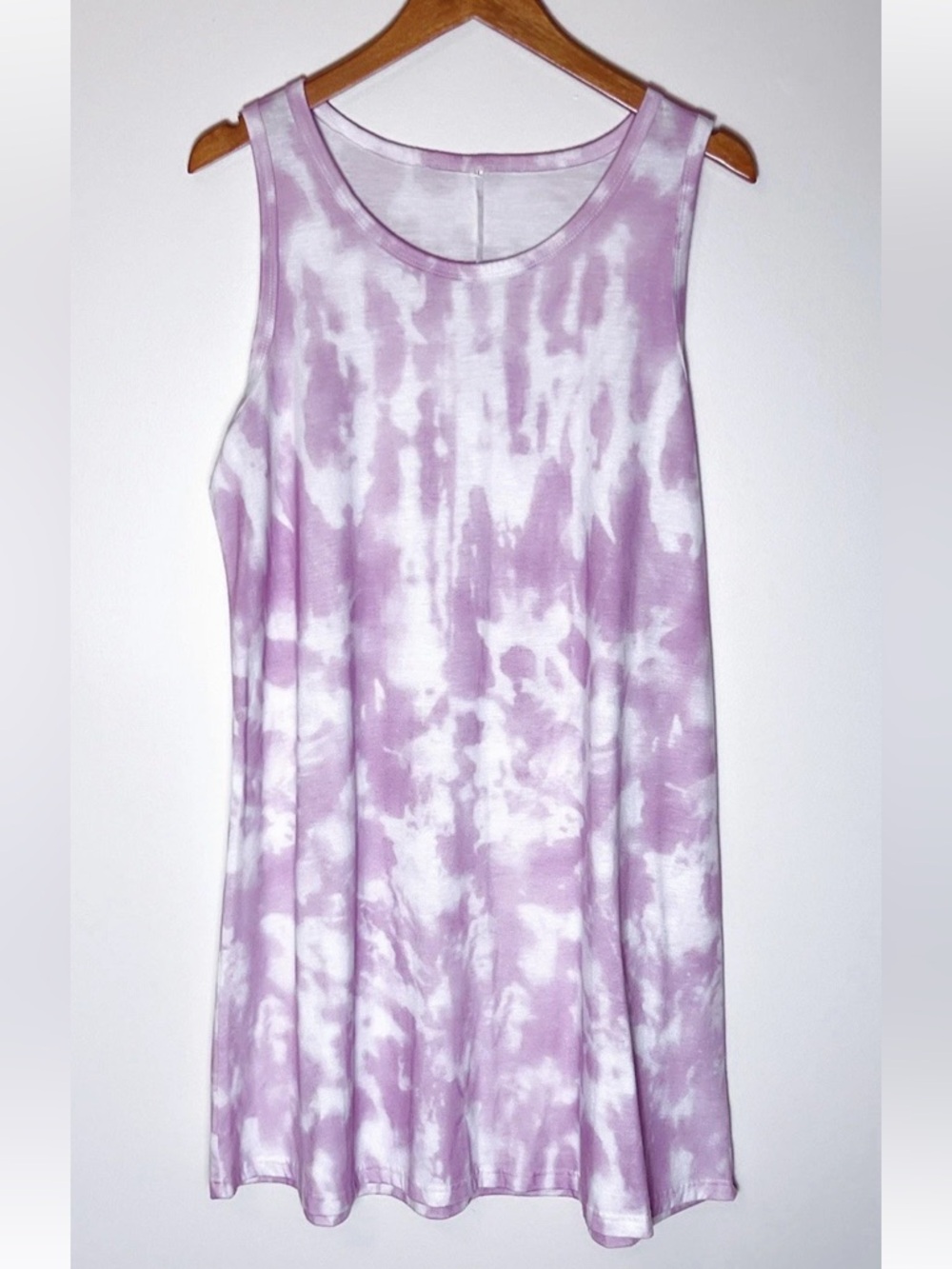 Sleeveless Lavender Tie-Dye Mini Dress - Women's Casual Swing